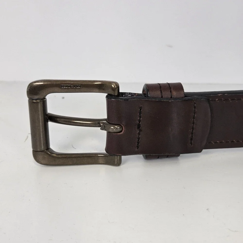 Duluth Trading Co Belt Mens 46 Brown Full Grain Leather Work Buckle Made In USA